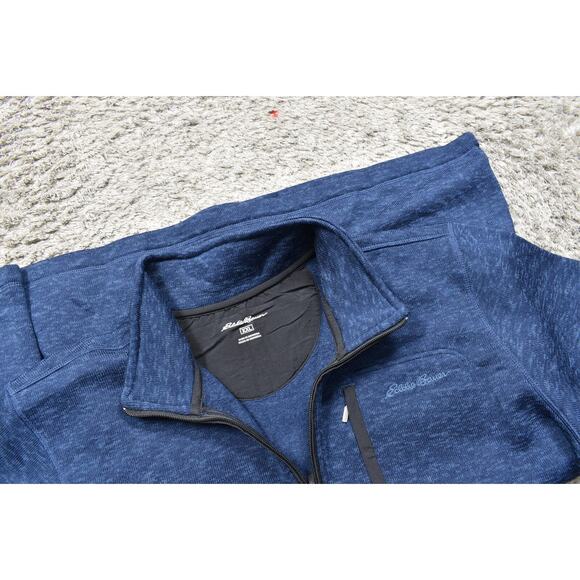 Eddie Bauer 2XL Blue Pullover Sweater Polyester Fleece Chest Zip Pocket - Picture 7 of 8